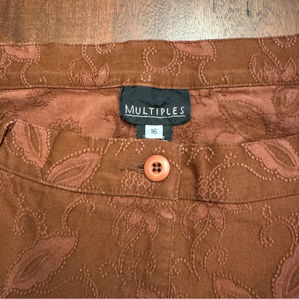 Multiples Terracotta Embroidered Slacks/Pants - Picture 4 of 9